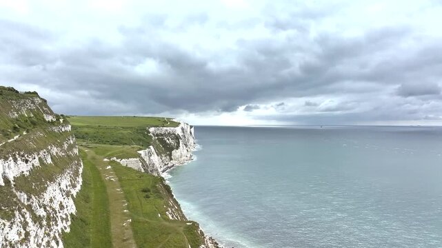 White Cliffs from a drone, Dover, Kent, England