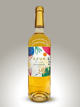 France - May 14, 2026: bottle of Azur Touch Mediterran&eacute;e 2024 wine, IGP M&eacute;diterran&eacute;e (Protected Geographical Indication) from southern France
