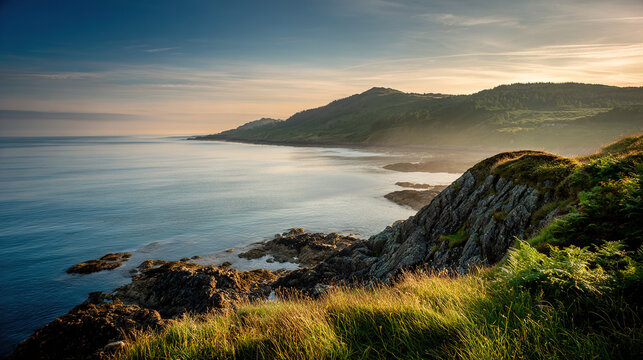 Coastal Cliffs at Sunset with Ocean View