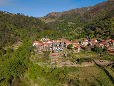 Sistelo village and terraced fields in portugal mountains
