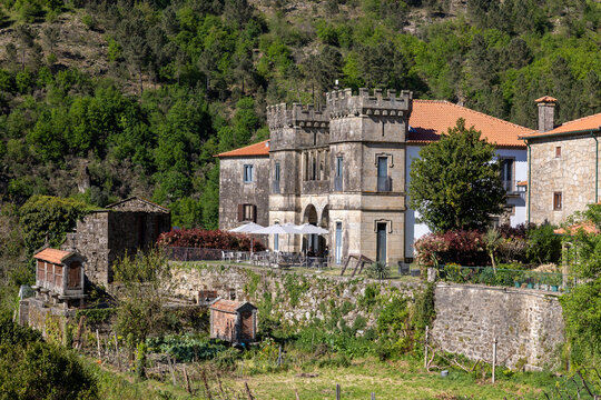 Historic stone castle building with h&oacute;rreo in portugal