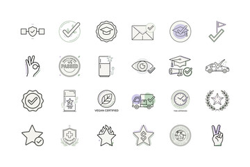 Fototapeta premium Approved Minimalist Icons Set or Assorted Checked Marks Icons