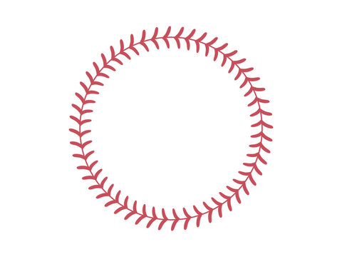 Circle shape outlined with softball-style stitching.