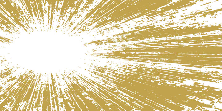 An abstract 3d illustration of sun rays exploding over a textured blue water surface and green plant backdrop, blending natural light patterns with a grunge winter wave design