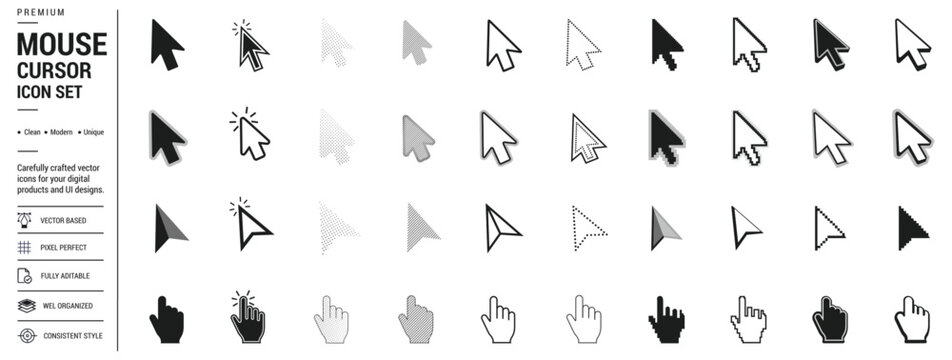 Creative Mouse Pointer Cursor Icon Bundle for UI UX Design