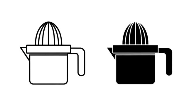 Minimal black silhouette icon, simple flat vector, bold black shape, no, no shading citrus juicer icon set, manual fruit squeezer for fresh juice on a, flat icon style