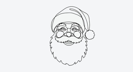 Minimalist One Line Drawing of Santa Claus Face © Joyo