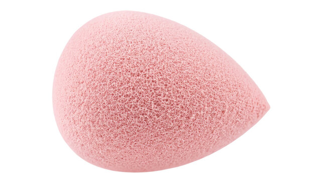 Pink teardrop makeup sponge isolated on transparent background, ready for beauty product design, t-shirt graphics, clipart, stickers, and print-on-demand applications.