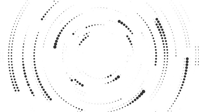Abstract monochrome dotted circular pattern background, minimal geometric radial dot texture, modern black and white futuristic wallpaper design