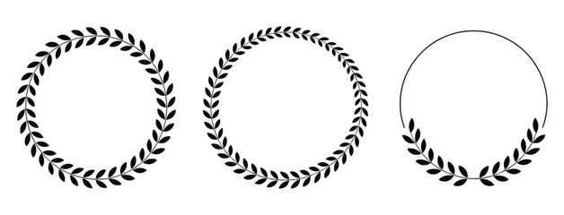 Obraz premium Laurel Wreath Collection: A set of three laurel wreath designs. Decorative element, award symbol, vintage motif.