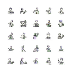 Fototapeta premium Barista Line Art Icons for Coffee Shops or Modern Barista Vector Illustration or Trendy Barista Icon Set for Design Projects