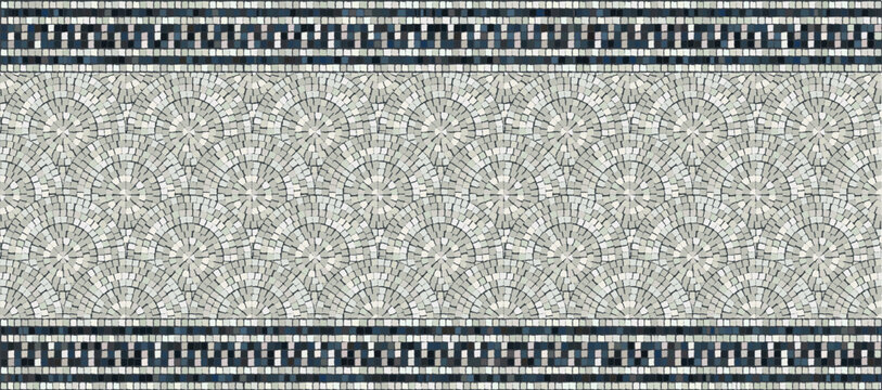 Ancient Mediterranean opus tessellatum mosaic vector background. Authentic Roman stone tile pattern crafted with detailed tessera elements for luxury Greek or Byzantine style design.
