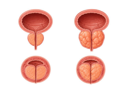 Benign Prostatic Hyperplasia and Enlarged Prostate Comparison Medical Illustration