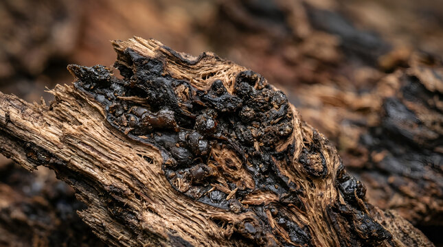 Natural Agarwood Resin Infused Heartwood Texture Close Up