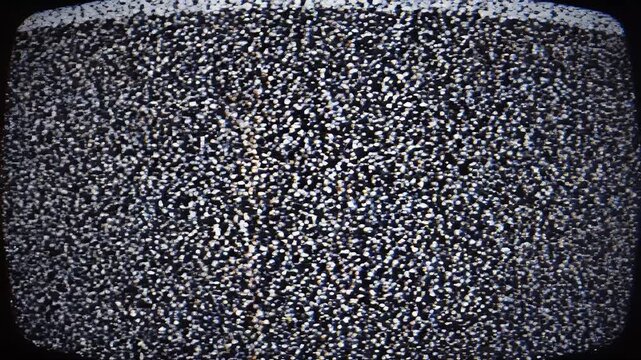A close-up view of a vintage television screen displaying static, evoking a sense of nostalgia and technological obsolescence.