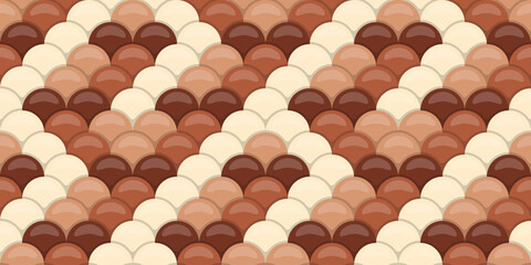 Abstract seamless pattern of overlapping scales in earthy tones.  Perfect for backgrounds, textures, or design elements.  Evokes feelings of warmth, nature, and subtle elegance. © Olena