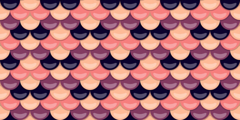 Seamless pastel fish scale pattern.  Elegant, repeating design in soft pinks, purples, and navy. Ideal for textile prints, website backgrounds, or decorative projects. © Olena