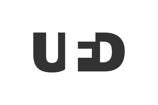 UFD logo design. Initial letter U F D bold font style for tech startups, consulting, corporate branding. Creative company name, headlines typography identity, trendy logotype.