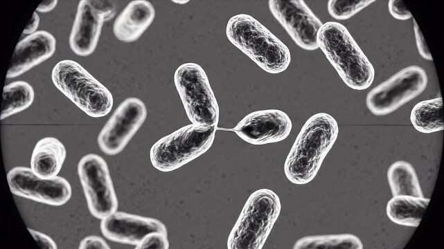 Binary Fission of Bacteria Under Microscope