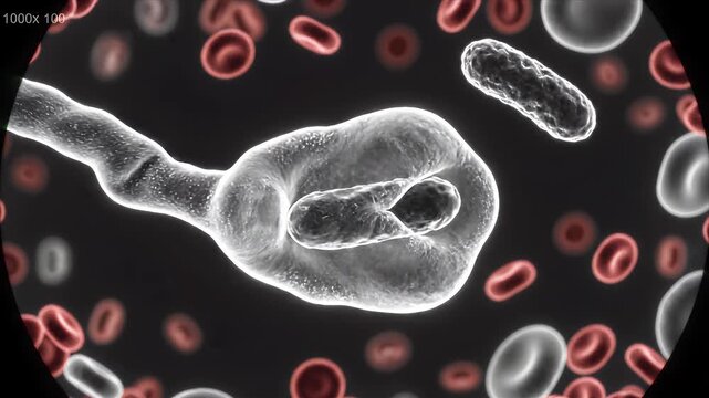 Phagocytosis Process: Immune Cell Engulfing Bacteria