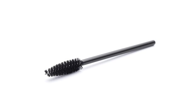 Black Disposable Mascara Wand Makeup Brush Tool Isolated on White Background.