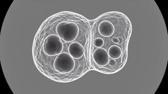 Microscopic View of Yeast Cell Budding and Division
