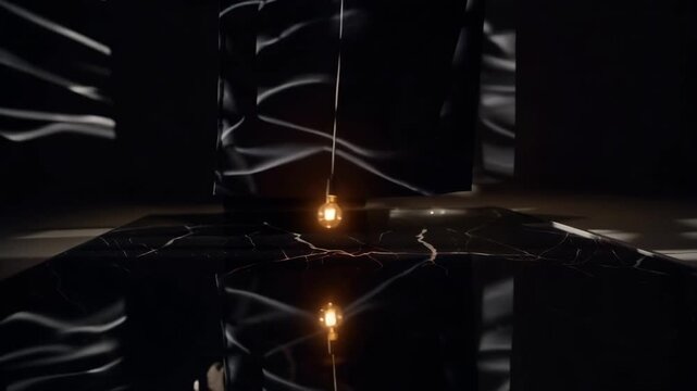 Close-up of Audio Mixing Console with Glowing VU Meter in Dark Studio