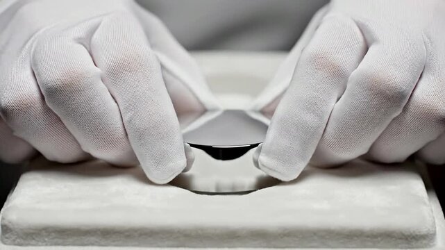 Extreme Macro Shot Of A Blank Label Eye Care Jar Being Placed With Precision On A Soft White Surface