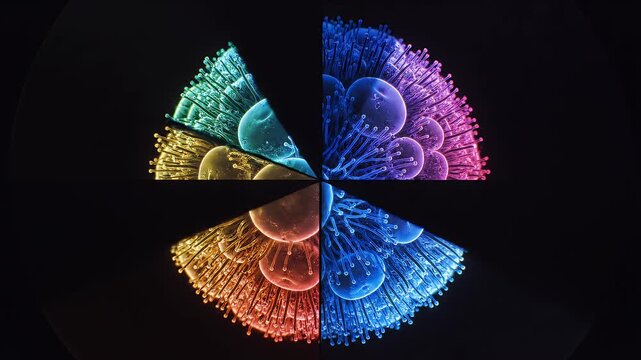 Abstract Biological Cell with Dynamic Rainbow Color Split