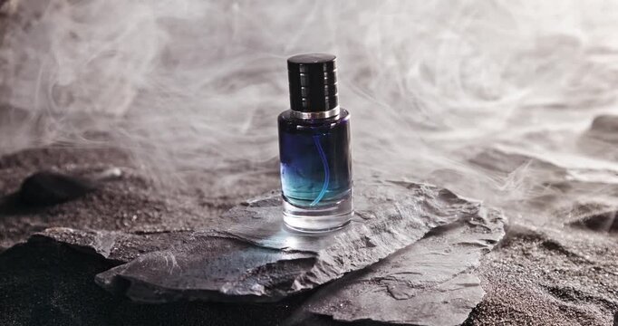 Intense blue perfume in environment rocks and volcanic sand.