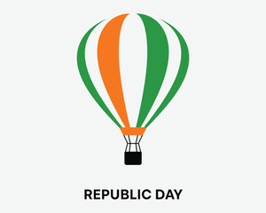 Fototapeta premium Republic day hot air balloon illustration with indian flag colors