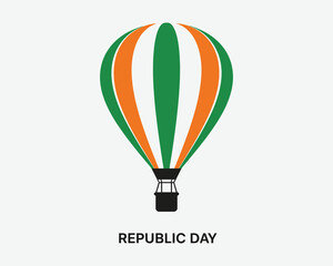 Fototapeta premium Republic day hot air balloon illustration with indian flag colors