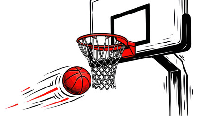 Basketball going through hoop, sports illustration, motion blur © Fiji