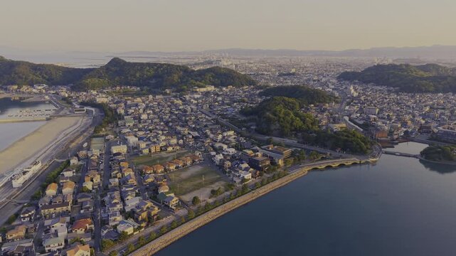 「早朝の和歌の浦・空撮」和歌山県和歌山市 Early Morning Aerial View of Wakanoura in Wakayama, Japan
