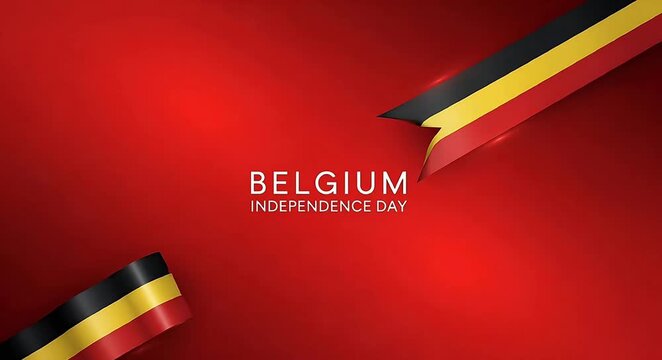 Waving ribbons with Belgium flag colors for national independence day celebration
