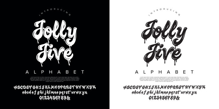 Jolly jive melting slime graffiti drip font alphabet horror liquid halloween vector design