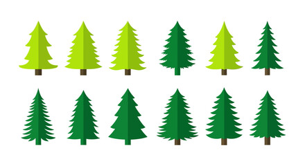 Obraz premium evergreen trees christmas tree and pine forest nature illustrations in a stylized flat design great for winter holiday graphics.