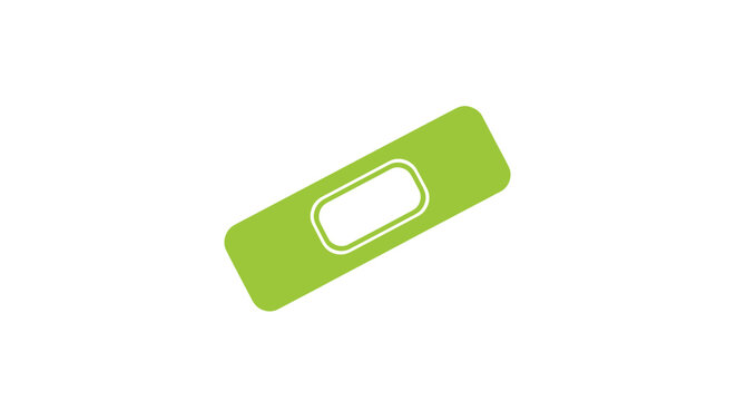 Green Adhesive Bandage on White Background - First Aid and Medical Concept