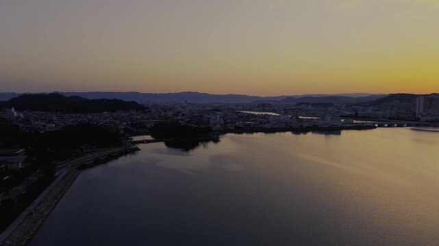 「早朝の和歌の浦・空撮」和歌山県和歌山市 Early Morning Aerial View of Wakanoura in Wakayama, Japan