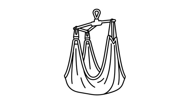 Medical patient lift sling with spreader bar, line art illustration