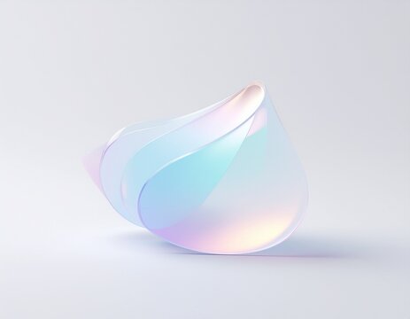オーロラカラーの透明感ある抽象3Dオブジェクト