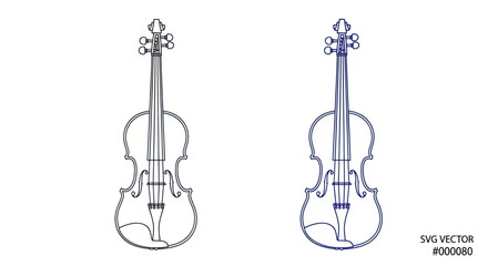 Two outline violins, one black and white, one blue, on white background © Fridi