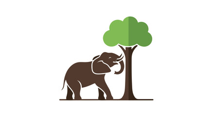 Naklejka premium Elephant and Tree Icon - Wildlife, Nature, Conservation