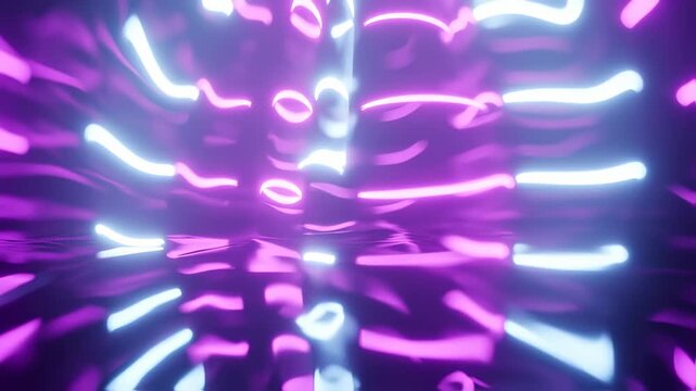 Abstract neon light patterns in purple and blue
