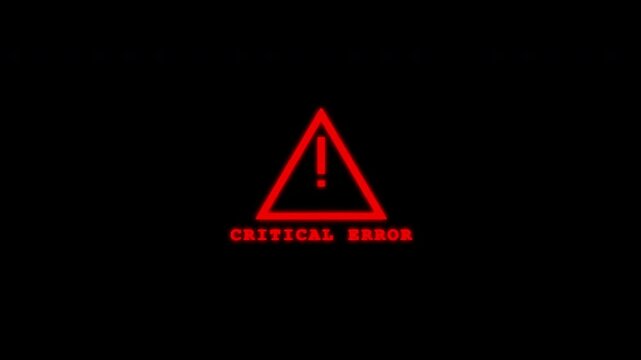 Animated Critical Error Warning with Glitch Distortion Effect, System Failure Alert, Digital Malfunction, Cyber Security Breach Background 4k video