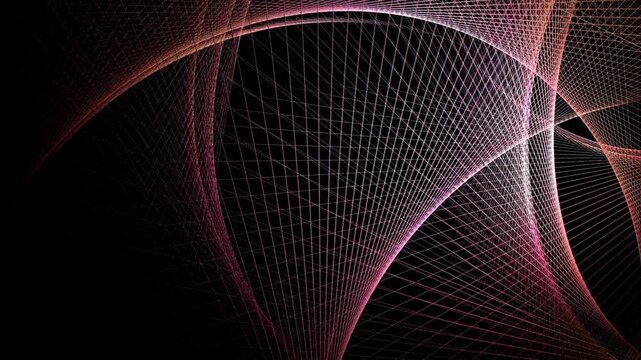 Pink abstract mathematical line vectors intersecting beautifully to weave a digital string grid.