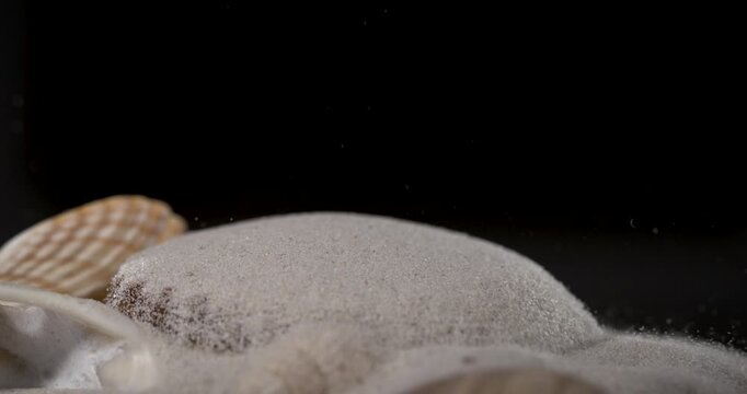 Super Slow Motion Buried Shell On Black Backdrop
