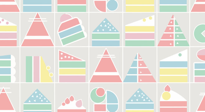 Abstract Geometric Cake Slices Seamless Pattern