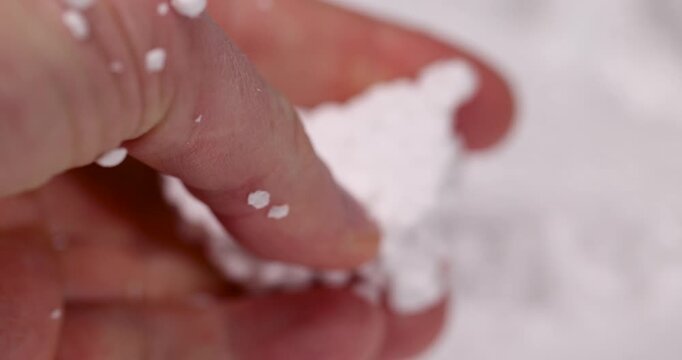soft white foam for storage, foam sheet made of small soft balls for storing objects and transporting them, extreme close up