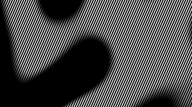 Black and white diagonal optical lines morphing fluidly into smooth wavy liquid patterns.